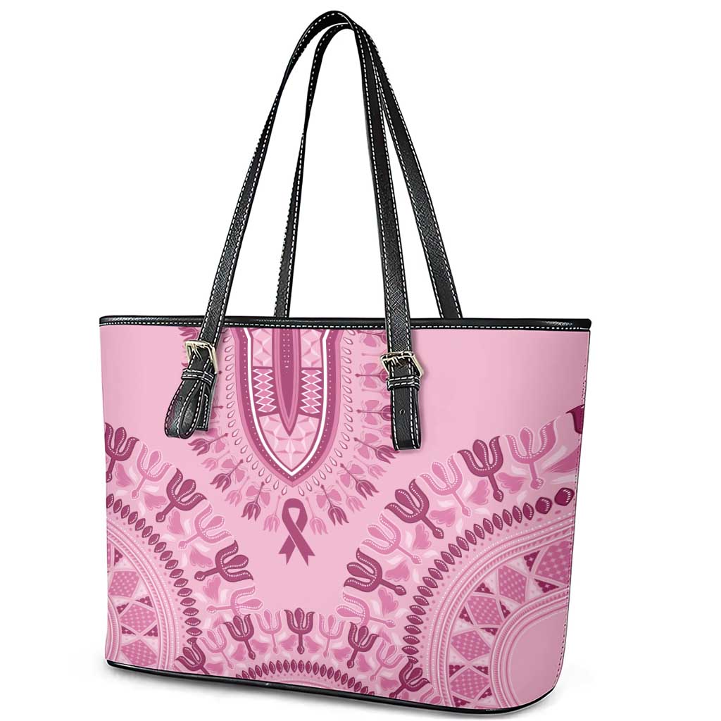 Afro Breast Cancer Awareness Dashiki Leather Tote Bag Glamorous Pink - African Pride
