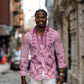 Afro Breast Cancer Awareness Dashiki Long Sleeve Button Shirt Glamorous Pink - African Pride
