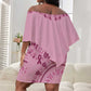 Afro Breast Cancer Awareness Dashiki Off Shoulder Short Dress Glamorous Pink - African Pride