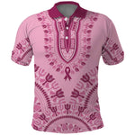 Afro Breast Cancer Awareness Dashiki Polo Shirt Glamorous Pink - African Pride