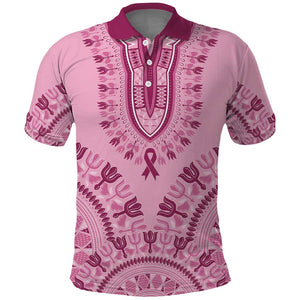 Afro Breast Cancer Awareness Dashiki Polo Shirt Glamorous Pink - African Pride