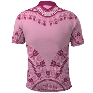 Afro Breast Cancer Awareness Dashiki Polo Shirt Glamorous Pink - African Pride