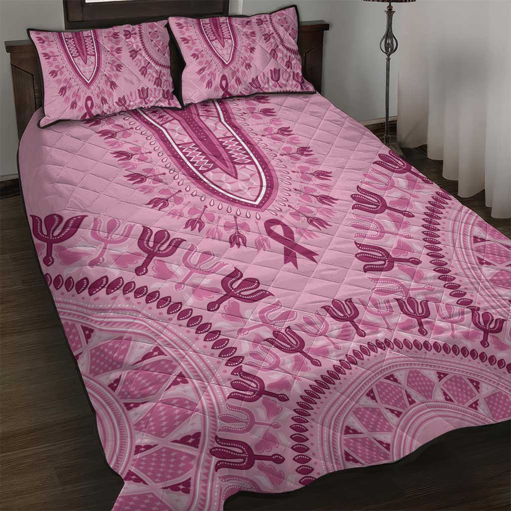 Afro Breast Cancer Awareness Dashiki Quilt Bed Set Glamorous Pink - African Pride