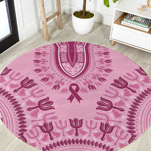 Afro Breast Cancer Awareness Dashiki Round Carpet Glamorous Pink - African Pride