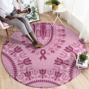 Afro Breast Cancer Awareness Dashiki Round Carpet Glamorous Pink - African Pride