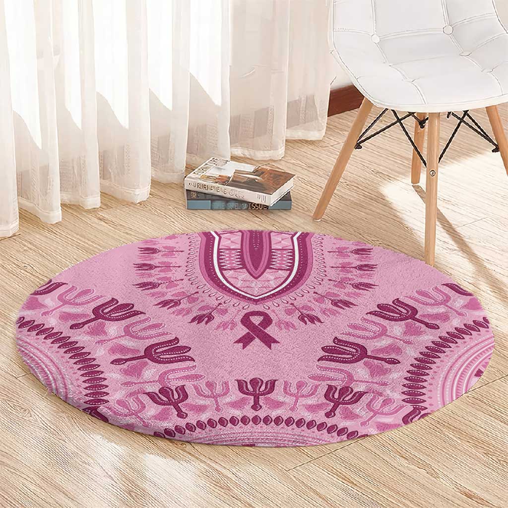 Afro Breast Cancer Awareness Dashiki Round Carpet Glamorous Pink - African Pride