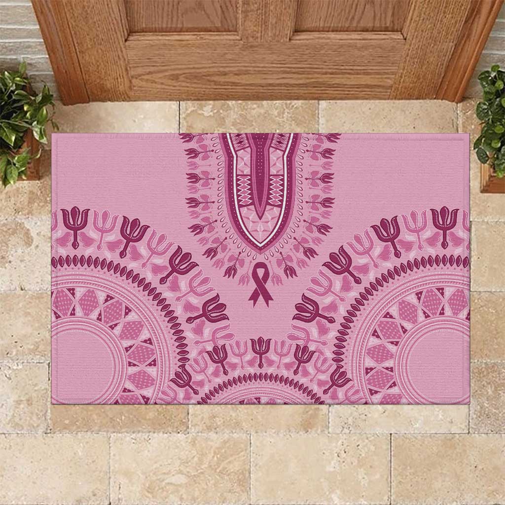 Afro Breast Cancer Awareness Dashiki Rubber Doormat Glamorous Pink - African Pride