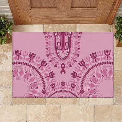 Afro Breast Cancer Awareness Dashiki Rubber Doormat Glamorous Pink - African Pride