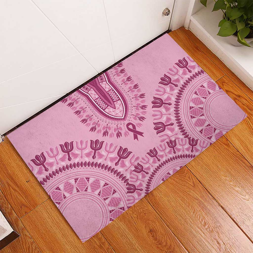 Afro Breast Cancer Awareness Dashiki Rubber Doormat Glamorous Pink - African Pride