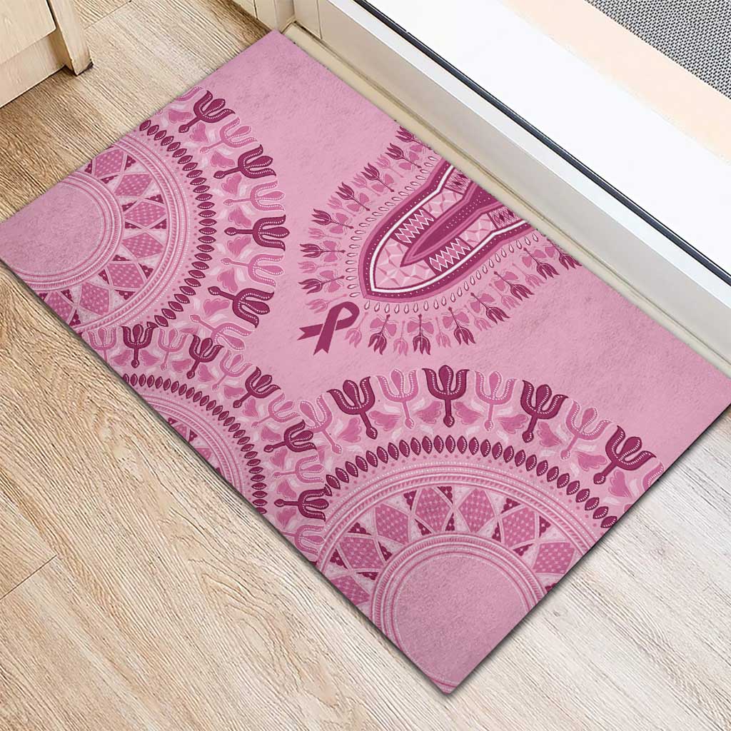 Afro Breast Cancer Awareness Dashiki Rubber Doormat Glamorous Pink - African Pride
