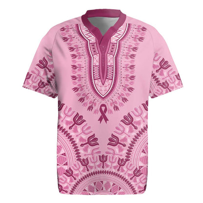 Afro Breast Cancer Awareness Dashiki Rugby Jersey Glamorous Pink - African Pride