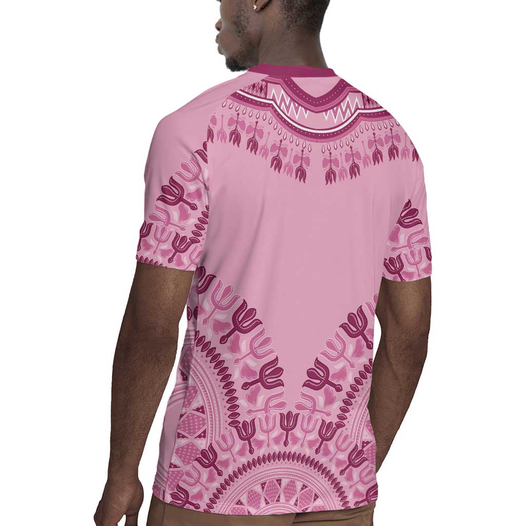 Afro Breast Cancer Awareness Dashiki Rugby Jersey Glamorous Pink - African Pride
