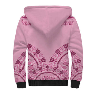 Afro Breast Cancer Awareness Dashiki Sherpa Hoodie Glamorous Pink - African Pride