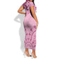 Afro Breast Cancer Awareness Dashiki Short Sleeve Bodycon Dress Glamorous Pink - African Pride
