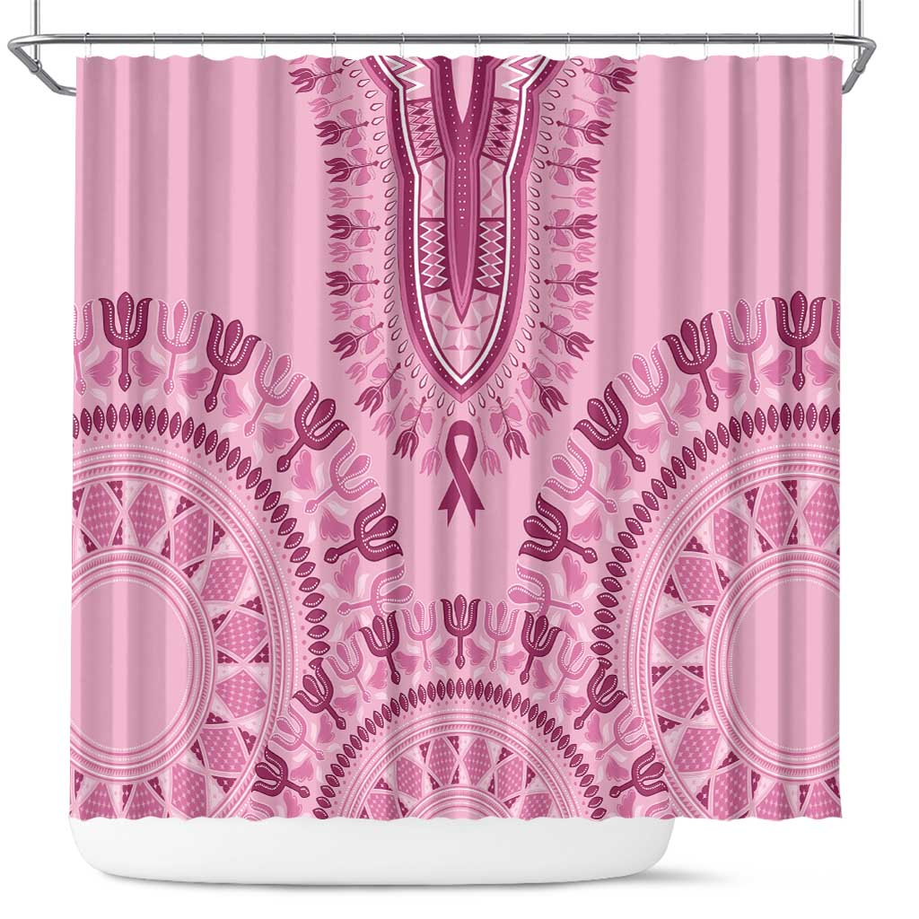 Afro Breast Cancer Awareness Dashiki Shower Curtain Glamorous Pink - African Pride