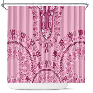 Afro Breast Cancer Awareness Dashiki Shower Curtain Glamorous Pink - African Pride