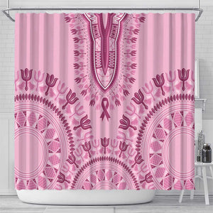 Afro Breast Cancer Awareness Dashiki Shower Curtain Glamorous Pink - African Pride