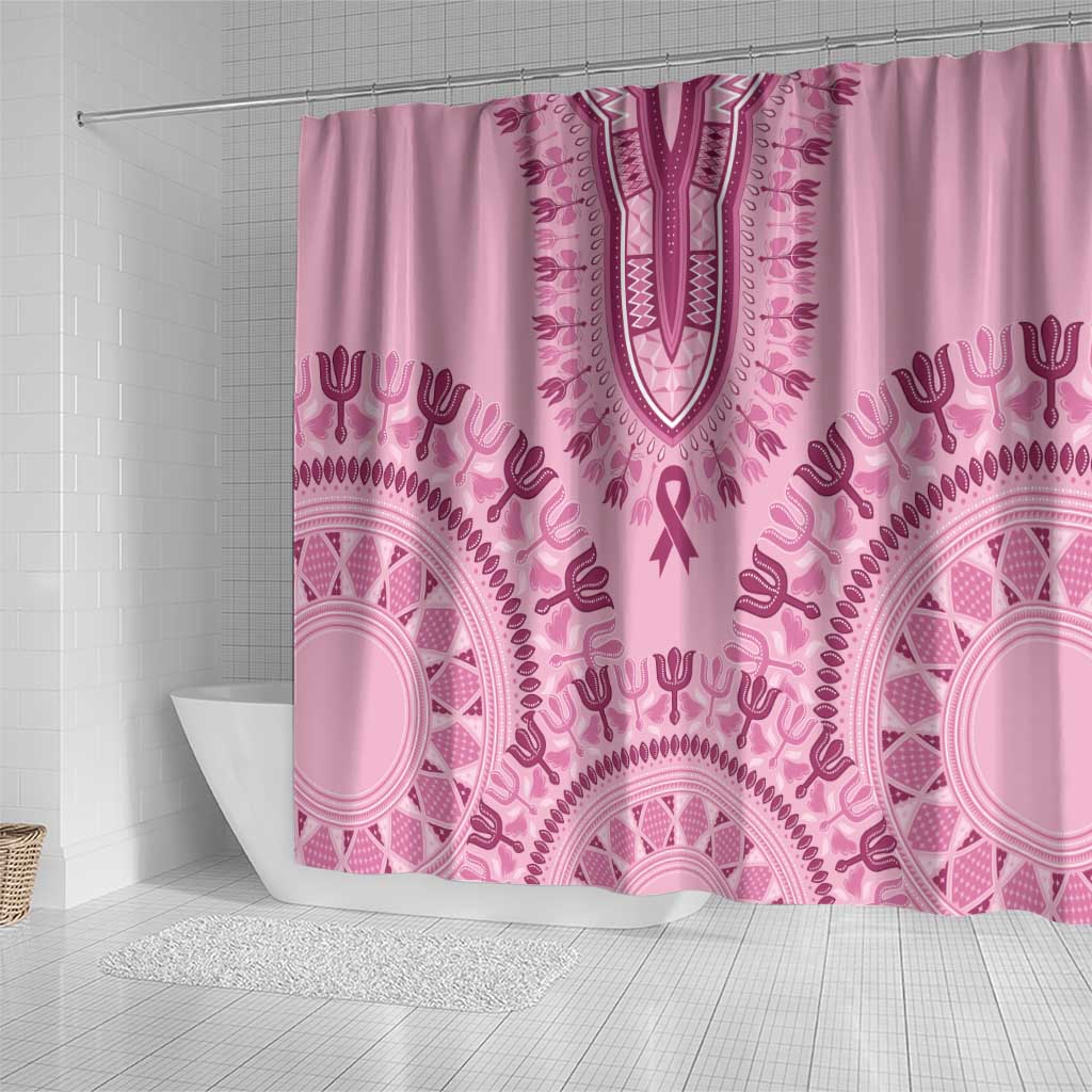 Afro Breast Cancer Awareness Dashiki Shower Curtain Glamorous Pink - African Pride
