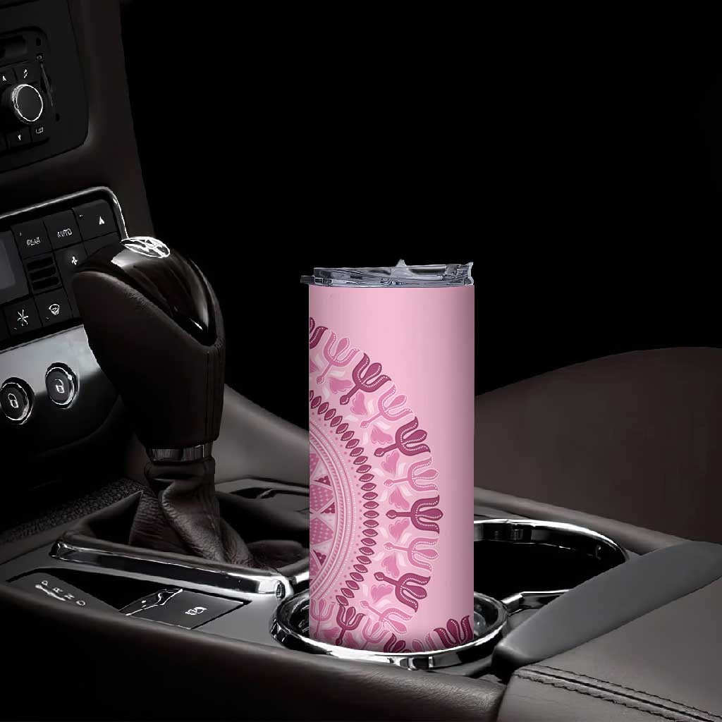 Afro Breast Cancer Awareness Dashiki Skinny Tumbler Glamorous Pink - African Pride