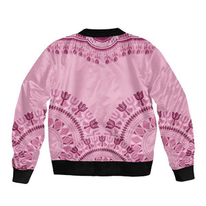 Afro Breast Cancer Awareness Dashiki Sleeve Zip Bomber Jacket Glamorous Pink - African Pride