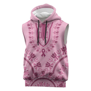 Afro Breast Cancer Awareness Dashiki Sleeveless Hoodie Glamorous Pink - African Pride