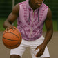 Afro Breast Cancer Awareness Dashiki Sleeveless Zip Hoodie Glamorous Pink - African Pride