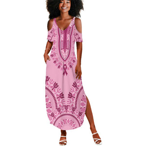 Afro Breast Cancer Awareness Dashiki Summer Maxi Dress Glamorous Pink - African Pride