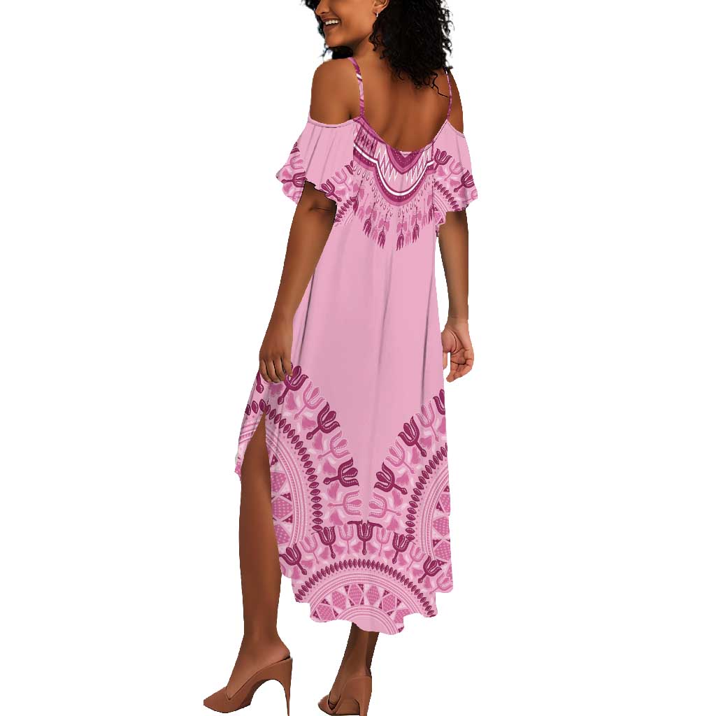 Afro Breast Cancer Awareness Dashiki Summer Maxi Dress Glamorous Pink - African Pride