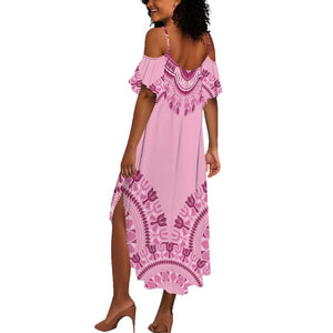 Afro Breast Cancer Awareness Dashiki Summer Maxi Dress Glamorous Pink - African Pride