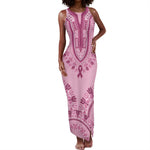 Afro Breast Cancer Awareness Dashiki Tank Maxi Dress Glamorous Pink - African Pride
