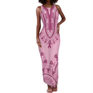 Afro Breast Cancer Awareness Dashiki Tank Maxi Dress Glamorous Pink - African Pride