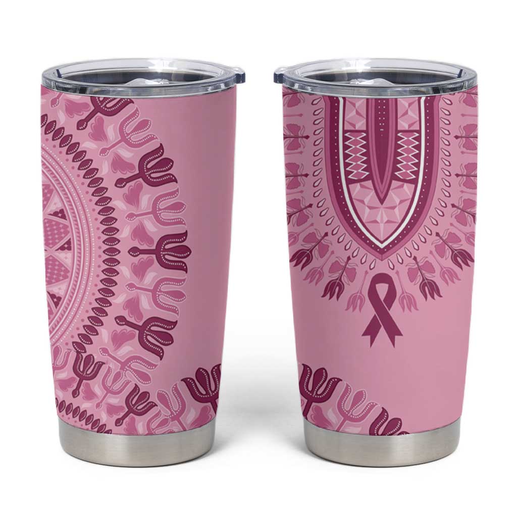 Afro Breast Cancer Awareness Dashiki Tumbler Cup Glamorous Pink - African Pride
