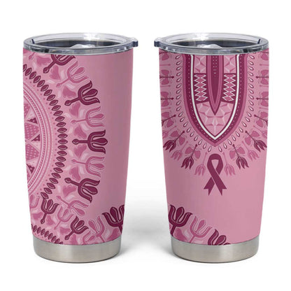 Afro Breast Cancer Awareness Dashiki Tumbler Cup Glamorous Pink - African Pride