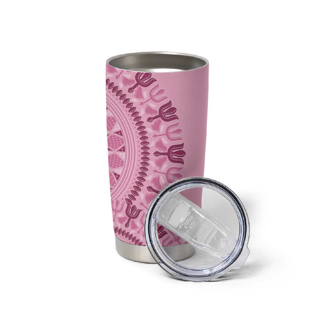 Afro Breast Cancer Awareness Dashiki Tumbler Cup Glamorous Pink - African Pride
