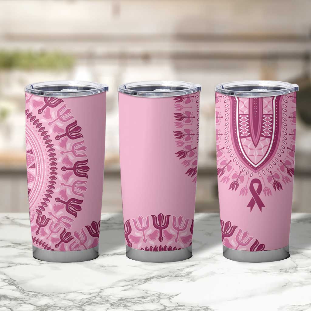 Afro Breast Cancer Awareness Dashiki Tumbler Cup Glamorous Pink - African Pride