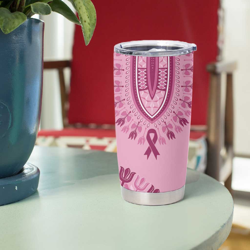 Afro Breast Cancer Awareness Dashiki Tumbler Cup Glamorous Pink - African Pride