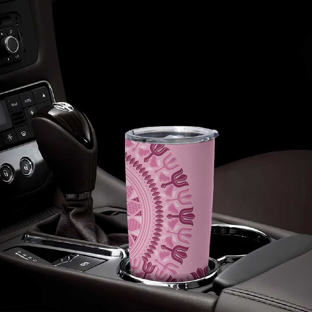 Afro Breast Cancer Awareness Dashiki Tumbler Cup Glamorous Pink - African Pride