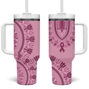 Afro Breast Cancer Awareness Dashiki Tumbler With Handle Glamorous Pink - African Pride