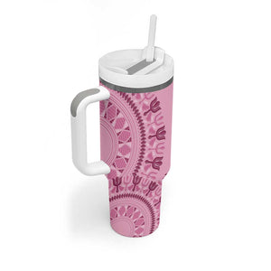 Afro Breast Cancer Awareness Dashiki Tumbler With Handle Glamorous Pink - African Pride