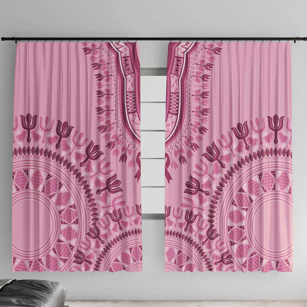 Afro Breast Cancer Awareness Dashiki Window Curtain Glamorous Pink - African Pride