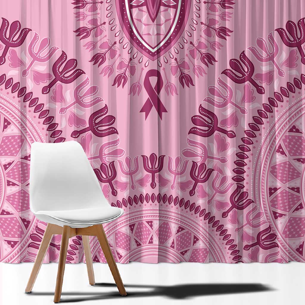 Afro Breast Cancer Awareness Dashiki Window Curtain Glamorous Pink - African Pride