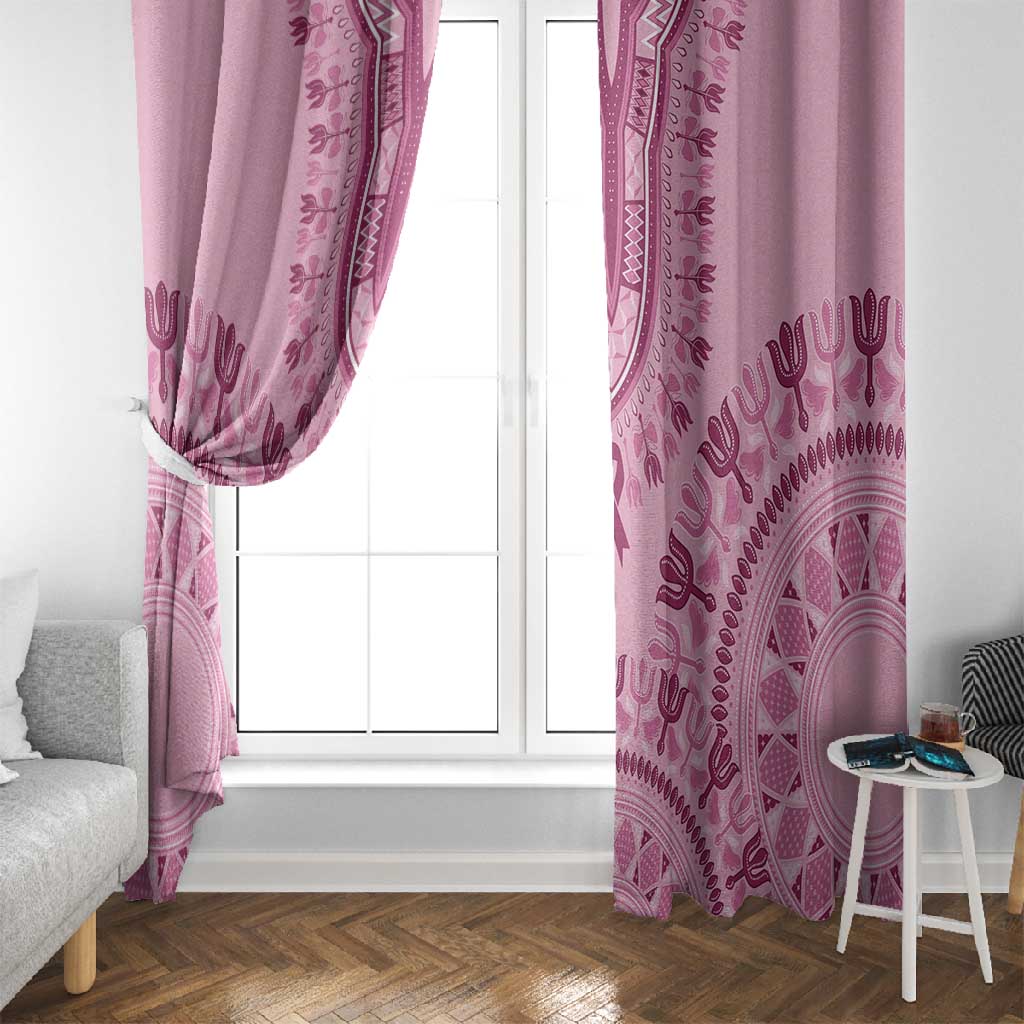 Afro Breast Cancer Awareness Dashiki Window Curtain Glamorous Pink - African Pride