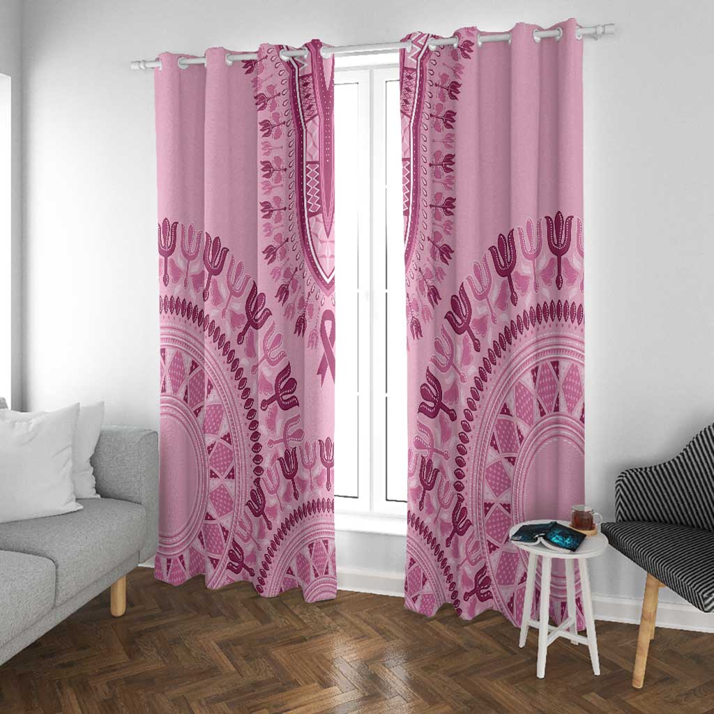 Afro Breast Cancer Awareness Dashiki Window Curtain Glamorous Pink - African Pride