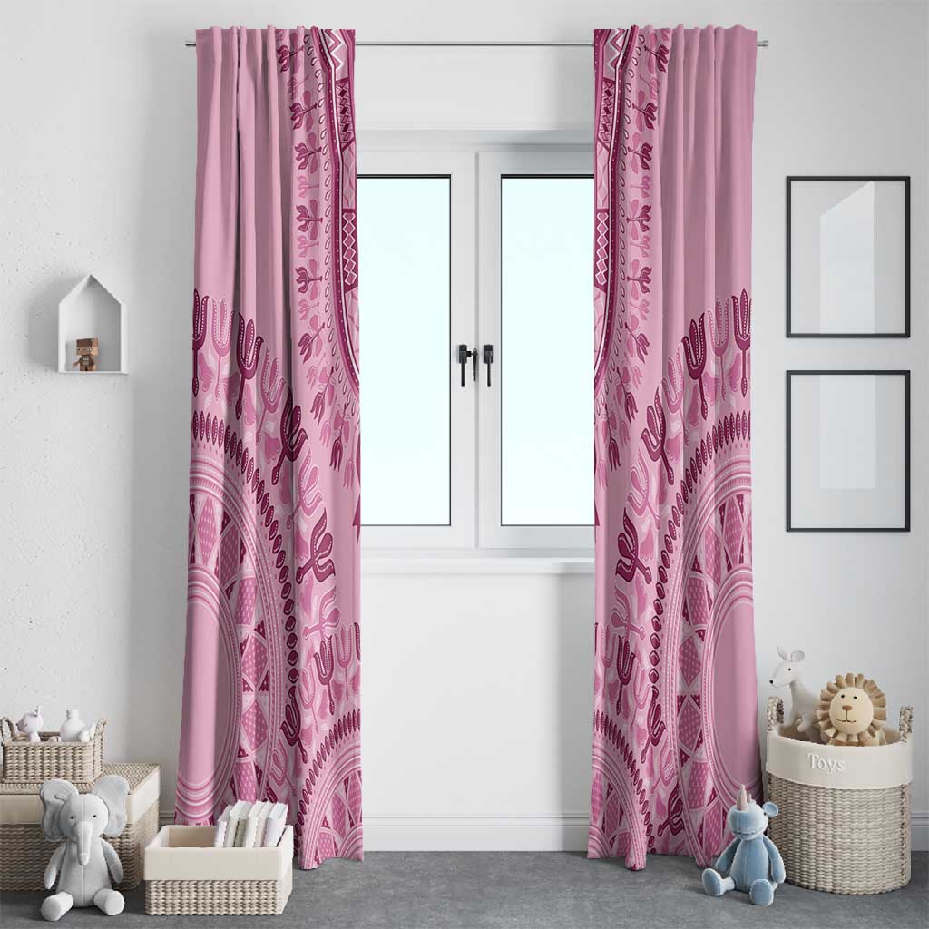 Afro Breast Cancer Awareness Dashiki Window Curtain Glamorous Pink - African Pride