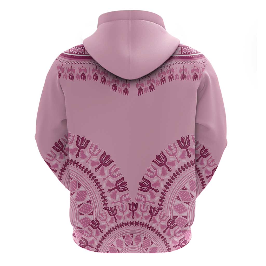 Afro Breast Cancer Awareness Dashiki Zip Hoodie Glamorous Pink - African Pride