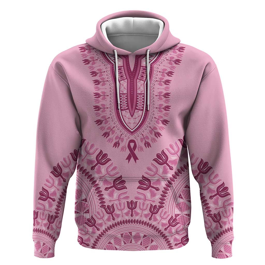 Afro Breast Cancer Awareness Dashiki Zip Hoodie Glamorous Pink - African Pride