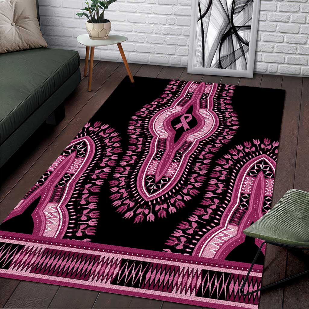 Breast Cancer Awareness Pink Ribbon Afro Area Rug Dashiki Style - African Pride