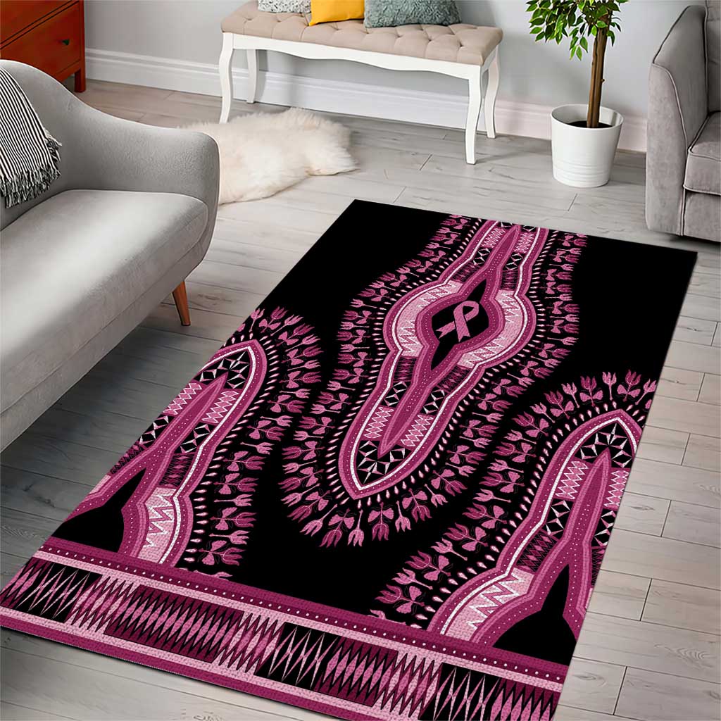 Breast Cancer Awareness Pink Ribbon Afro Area Rug Dashiki Style - African Pride