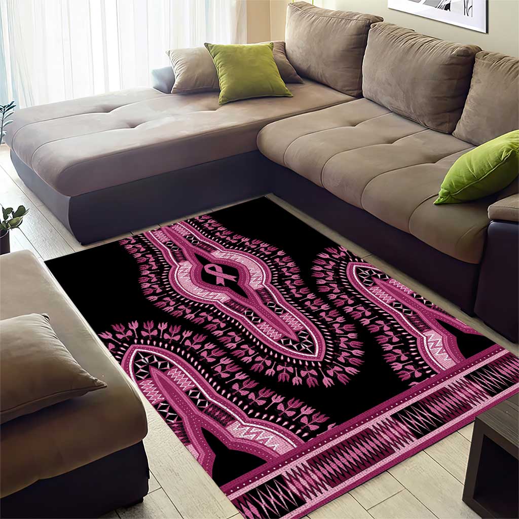 Breast Cancer Awareness Pink Ribbon Afro Area Rug Dashiki Style - African Pride