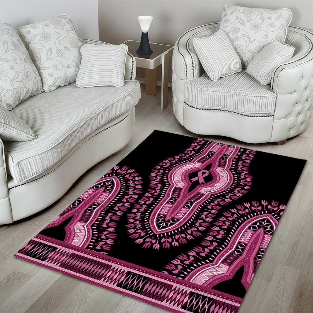 Breast Cancer Awareness Pink Ribbon Afro Area Rug Dashiki Style - African Pride